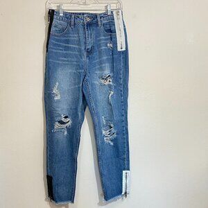 KanCan Distressed Zipper Mom Jeans EUC